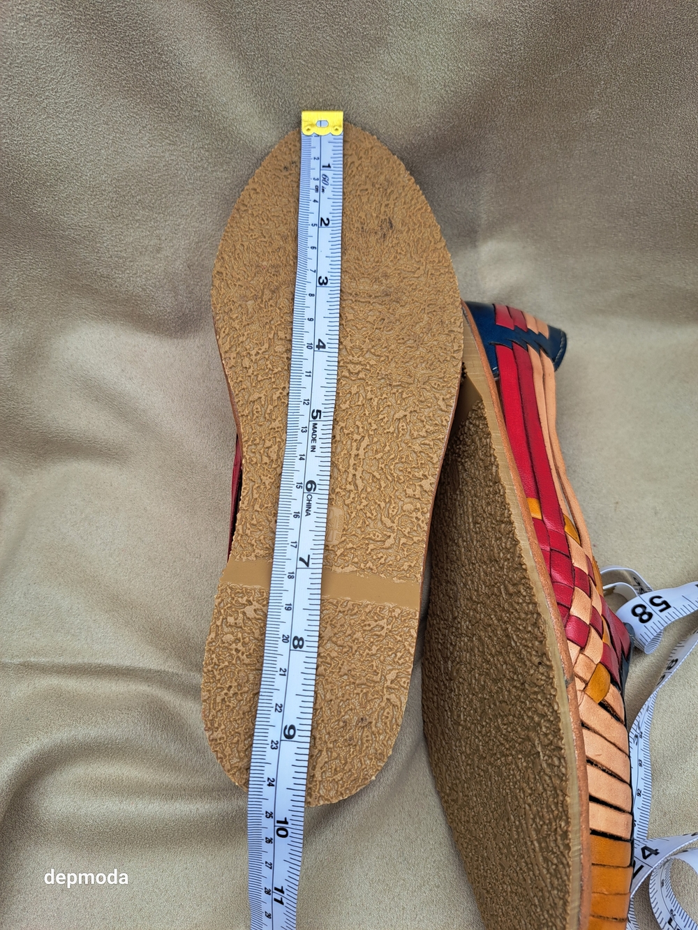 NWOB Mexican Leather huarache Moccasins multicolor Tan size 7 - Picture 12 of 12